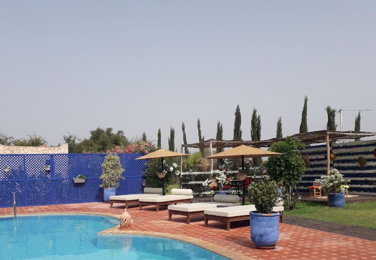 Chambres d'hôtes à Essaouira - Suite double Tidzi avec salle d'eau privative vue Piscine