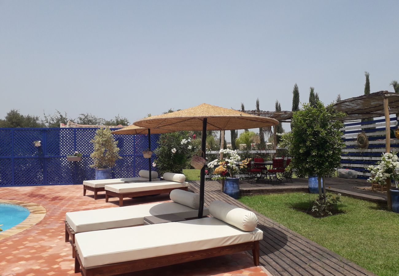 Chambres d'hôtes à Essaouira - Suite triple Chefchaouen avec salle d'eau privative vue jardin