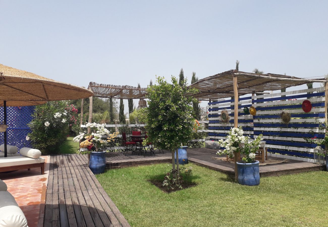 Chambres d'hôtes à Essaouira - Suite triple Chefchaouen avec salle d'eau privative vue jardin