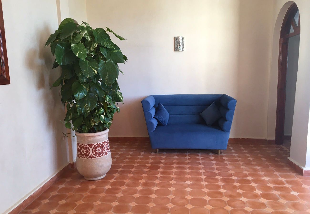 Chambres d'hôtes à Essaouira - Suite triple Gnaoua avec salle d'eau privative vue sur la piscine